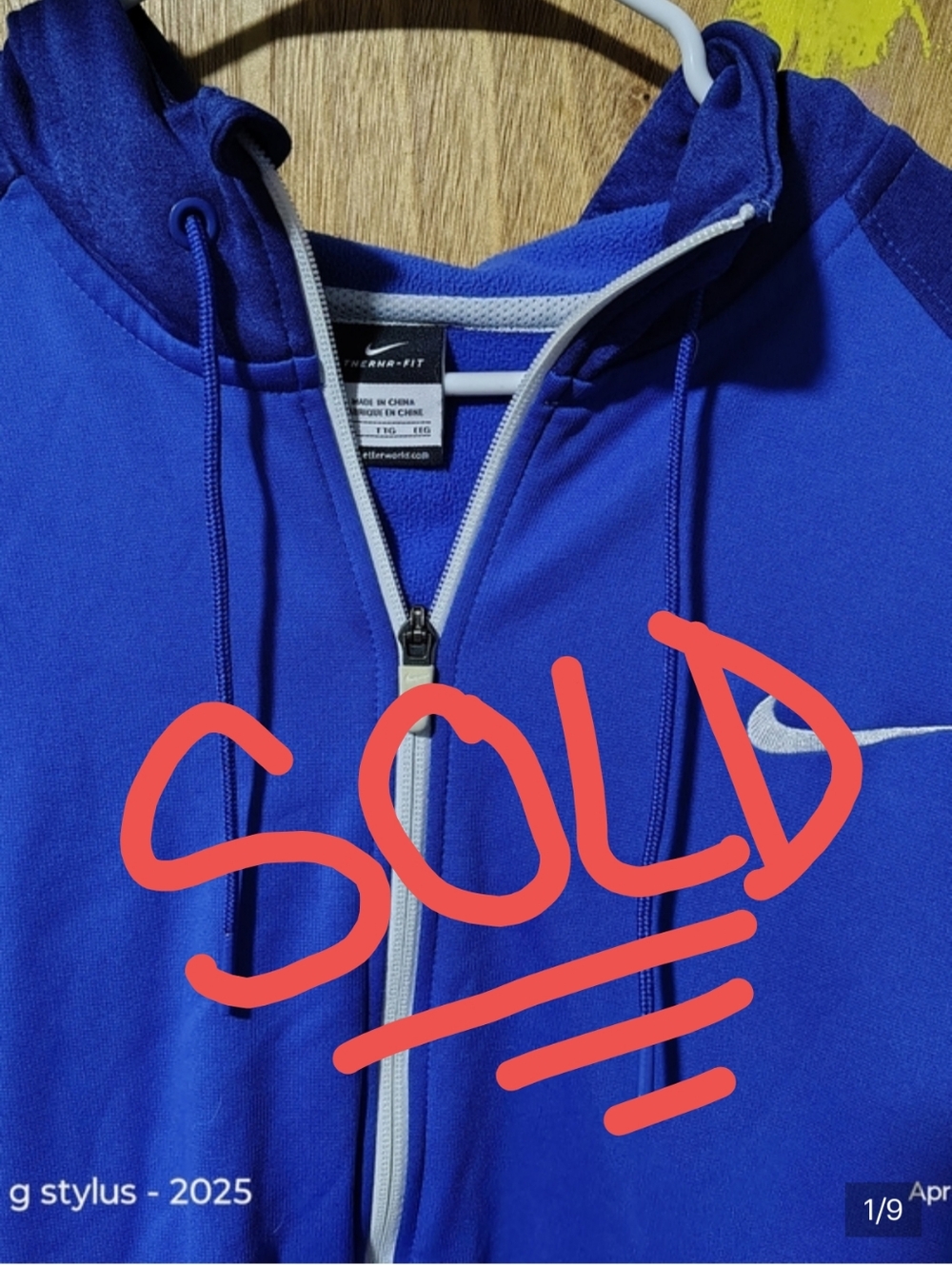😎🔥NIKE THERMA-FIT - Royal Blue Full-Zip Up Hoodie with White Swoosh, XXL